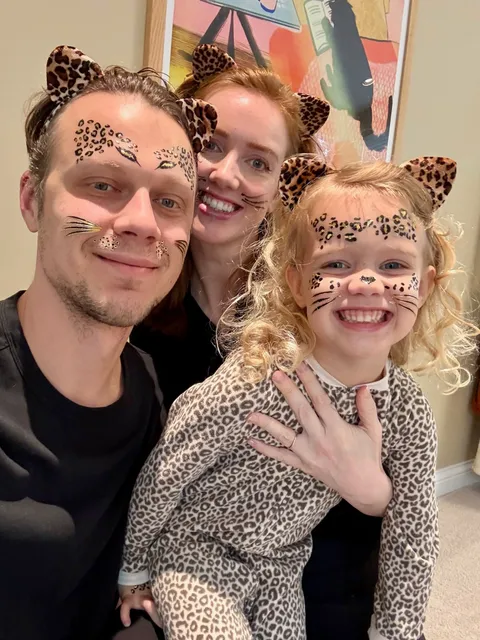 Joris and family dressed as leopards